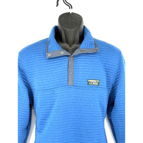 L.L. Bean Slightly Fitted Horizontal Ribbed Pullover in Blue – Size Medium - Picture 3 of 5